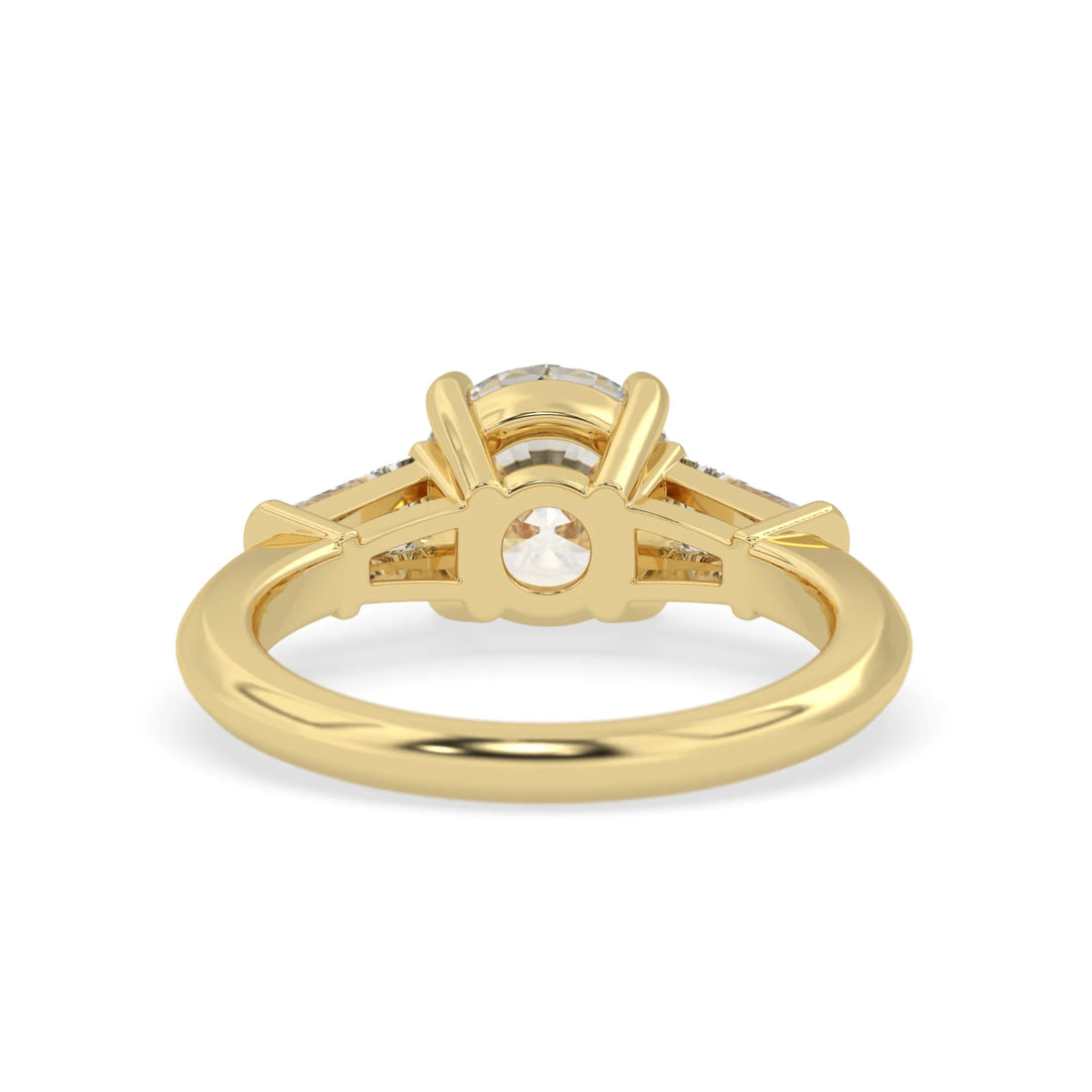 OctaPearl 2 ct Round Lab Grown Diamond Three Stone Engagement Ring
