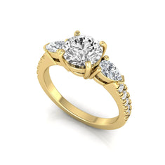 OctaPearl 1.5 ct Round Three Stone Lab Grown Diamond Engagement Ring with Pear Side Diamonds - alternate view