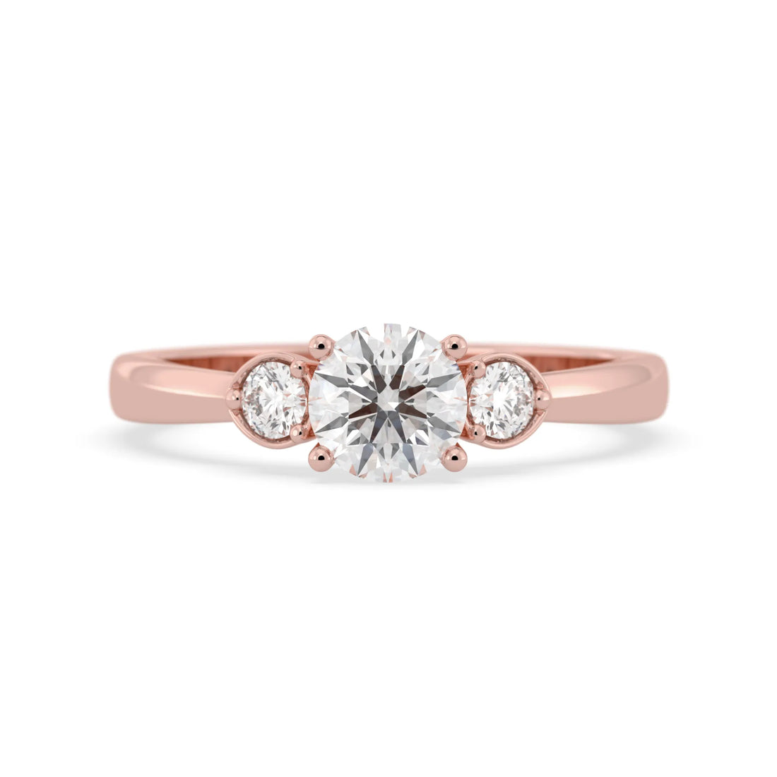 OctaPearl Round Cut Lab Grown Diamond Three Stone Engagement Ring