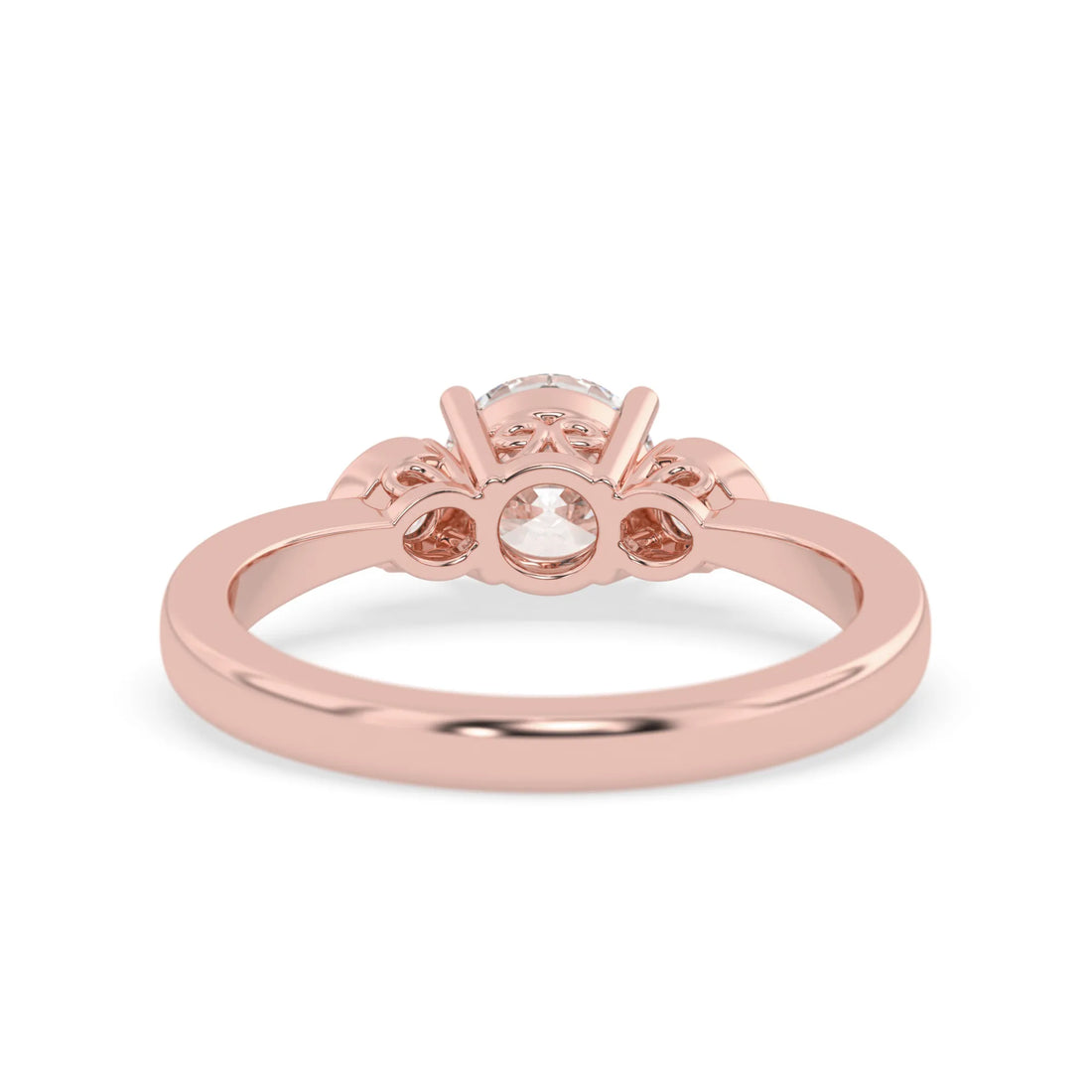 OctaPearl Round Cut Lab Grown Diamond Three Stone Engagement Ring