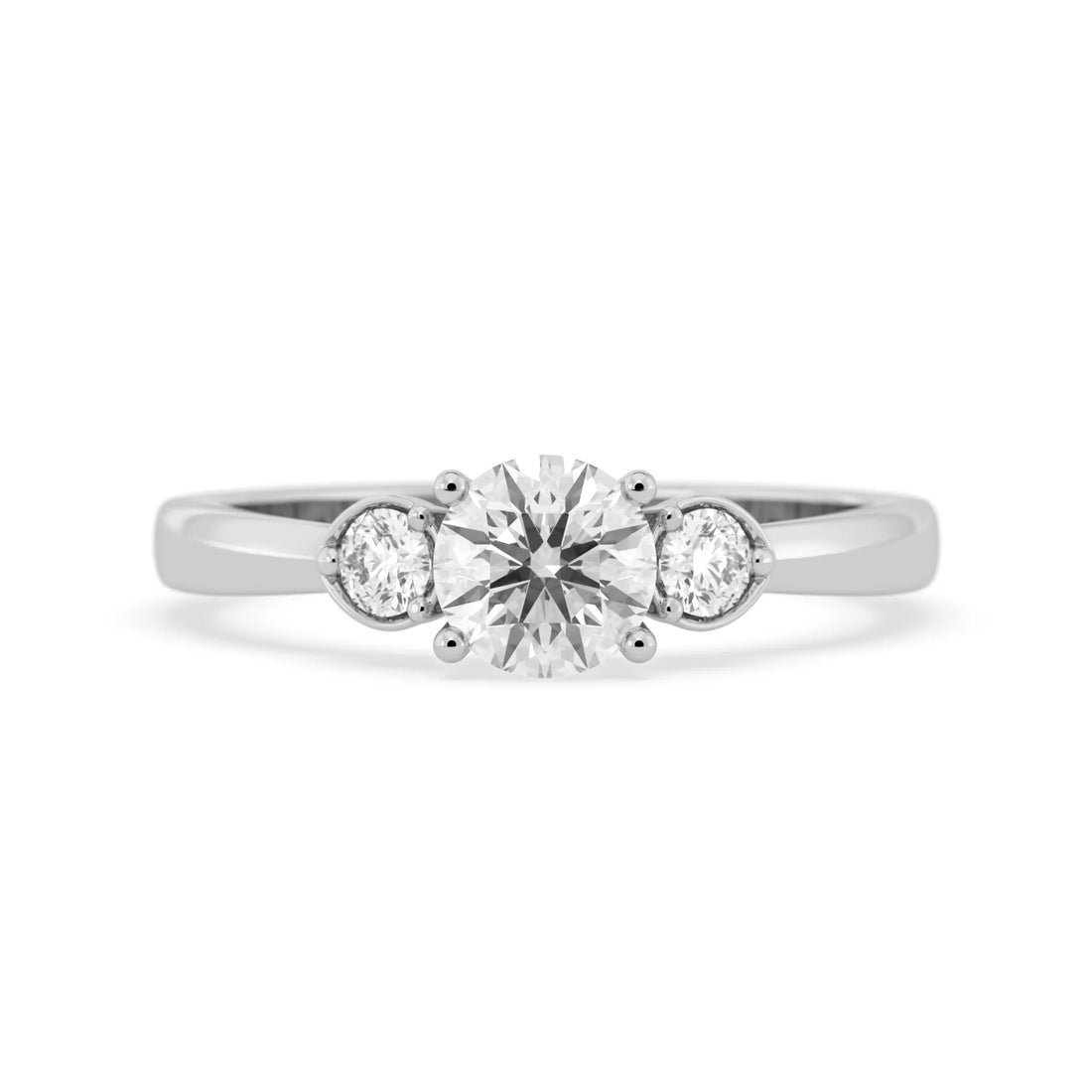 OctaPearl Round Cut Lab Grown Diamond Three Stone Engagement Ring
