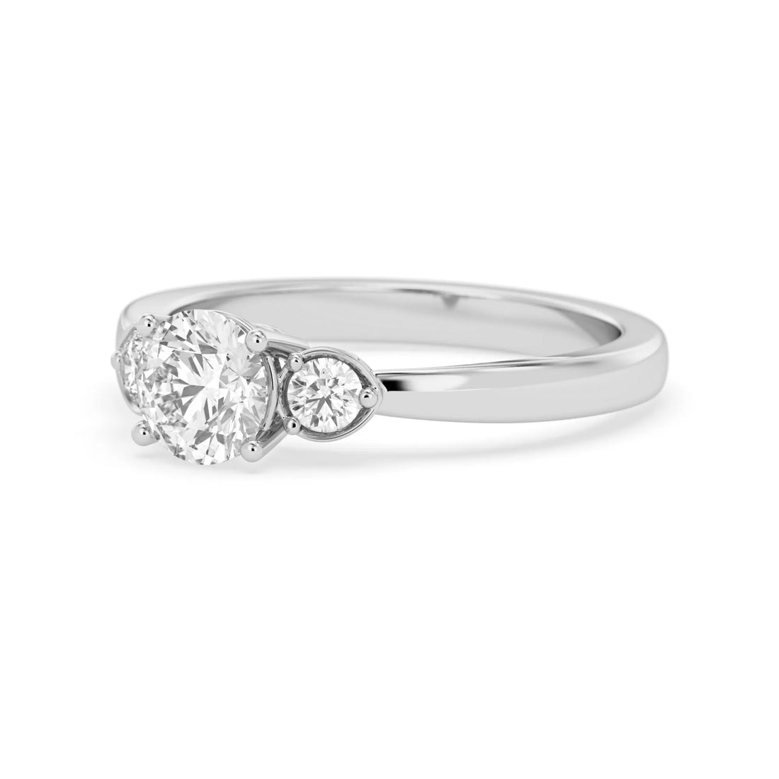 OctaPearl Round Cut Lab Grown Diamond Three Stone Engagement Ring