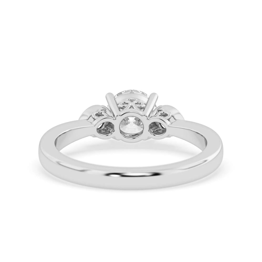 OctaPearl Round Cut Lab Grown Diamond Three Stone Engagement Ring