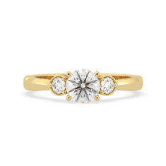 OctaPearl Round Cut Lab Grown Diamond Three Stone Engagement Ring