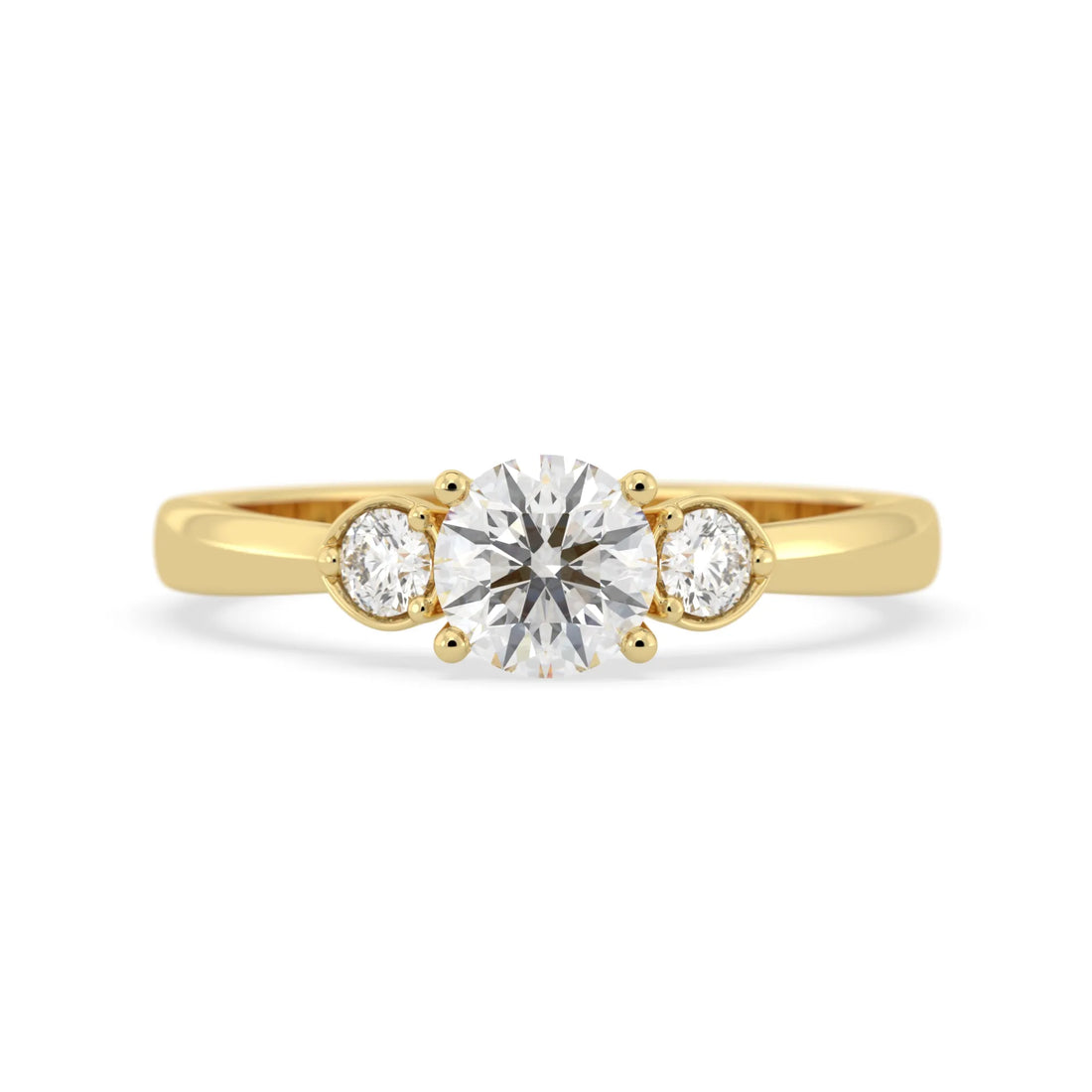 OctaPearl Round Cut Lab Grown Diamond Three Stone Engagement Ring