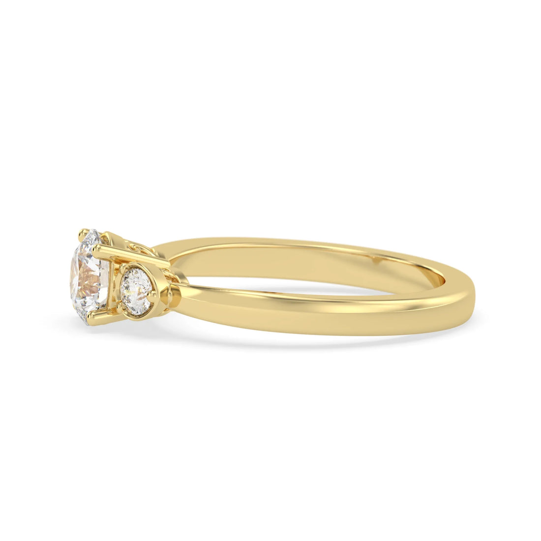 OctaPearl Round Cut Lab Grown Diamond Three Stone Engagement Ring