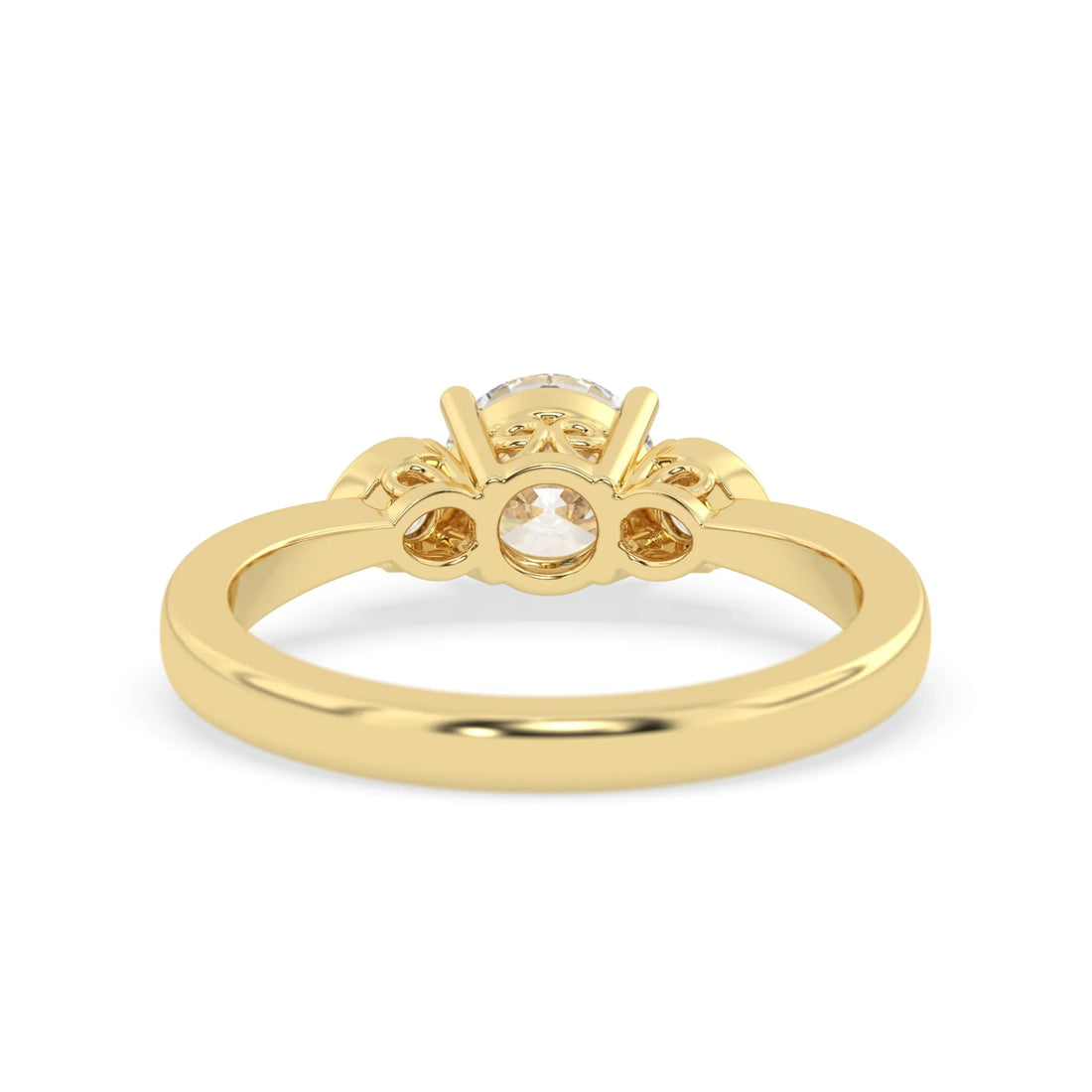 OctaPearl Round Cut Lab Grown Diamond Three Stone Engagement Ring