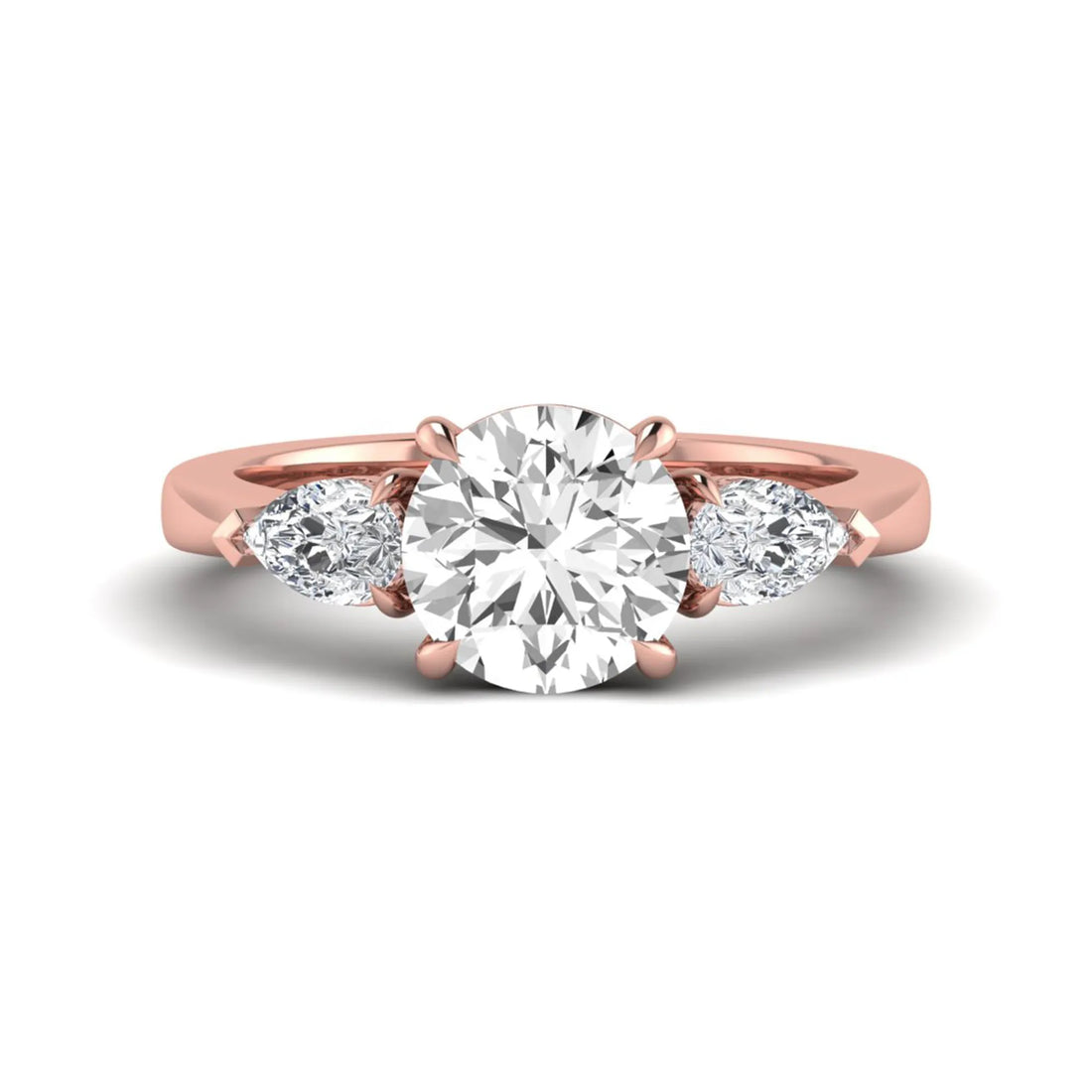 OctaPearl 2 ct Round Three Stone Prong Set Lab Grown Diamond Engagement Ring