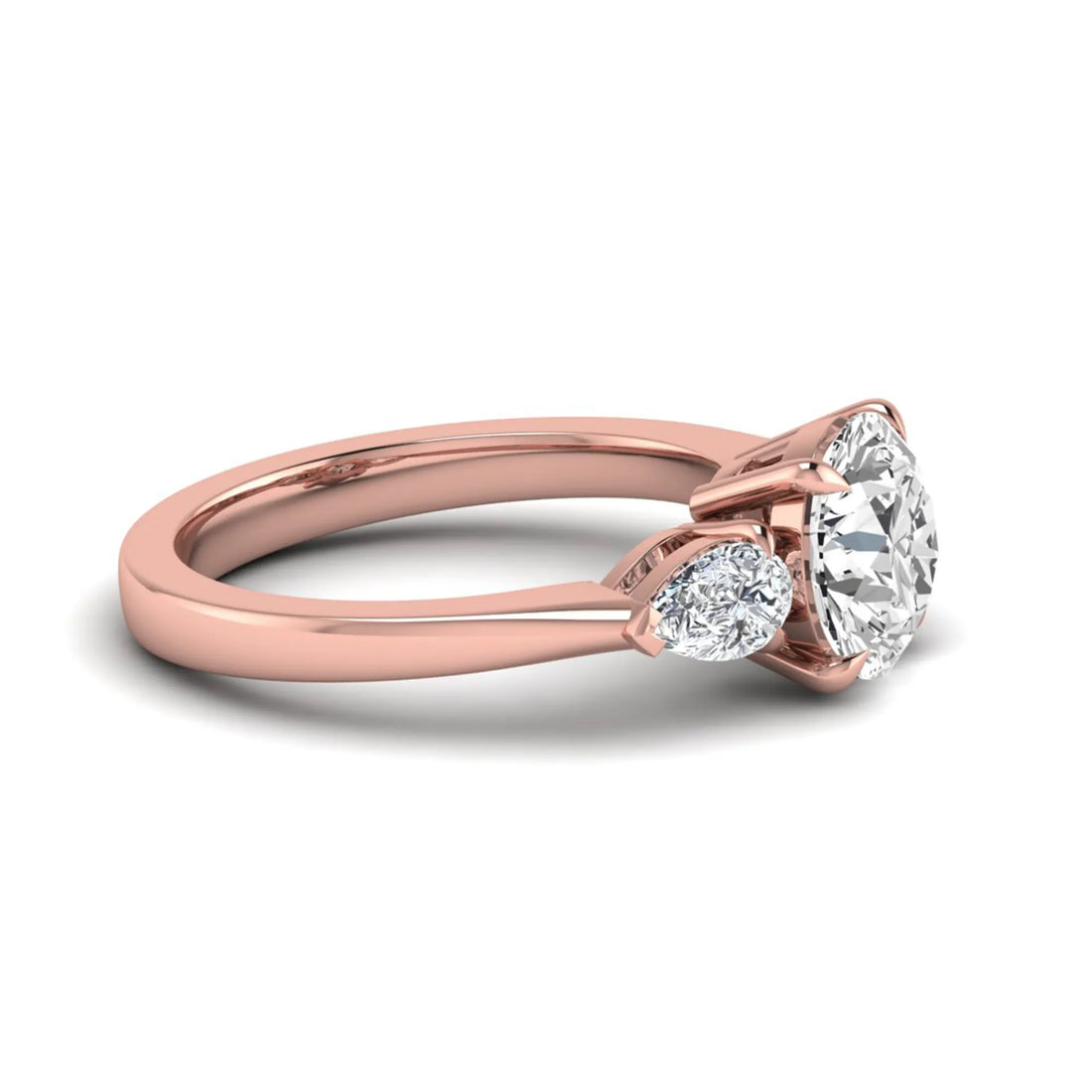 OctaPearl 2 ct Round Three Stone Prong Set Lab Grown Diamond Engagement Ring