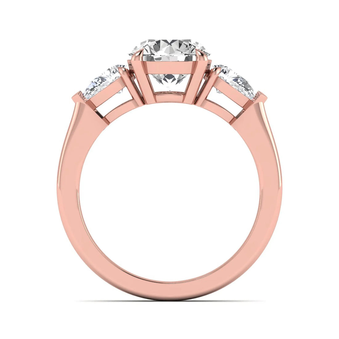 OctaPearl 2 ct Round Three Stone Prong Set Lab Grown Diamond Engagement Ring