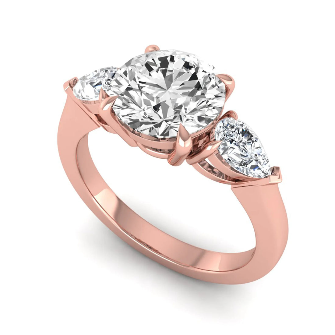 OctaPearl 2 ct Round Three Stone Prong Set Lab Grown Diamond Engagement Ring