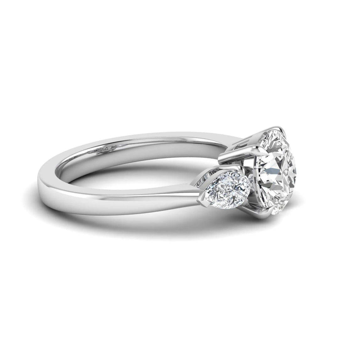 OctaPearl 2 ct Round Three Stone Prong Set Lab Grown Diamond Engagement Ring