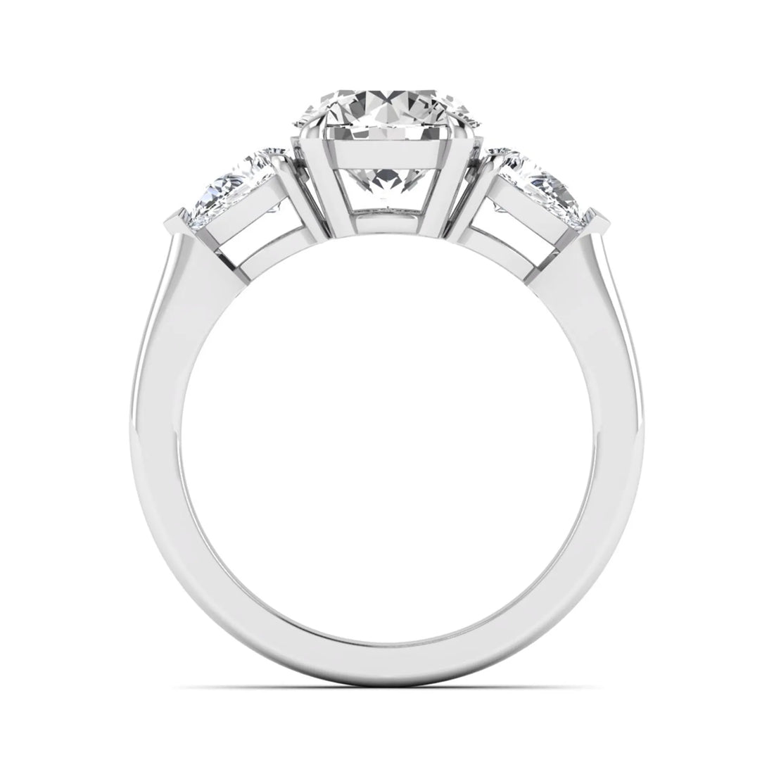 OctaPearl 2 ct Round Three Stone Prong Set Lab Grown Diamond Engagement Ring