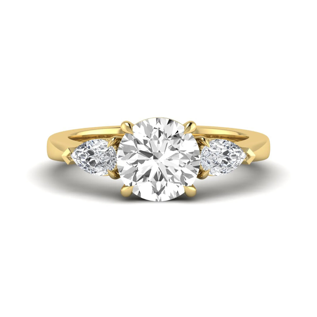 OctaPearl 2 ct Round Three Stone Prong Set Lab Grown Diamond Engagement Ring