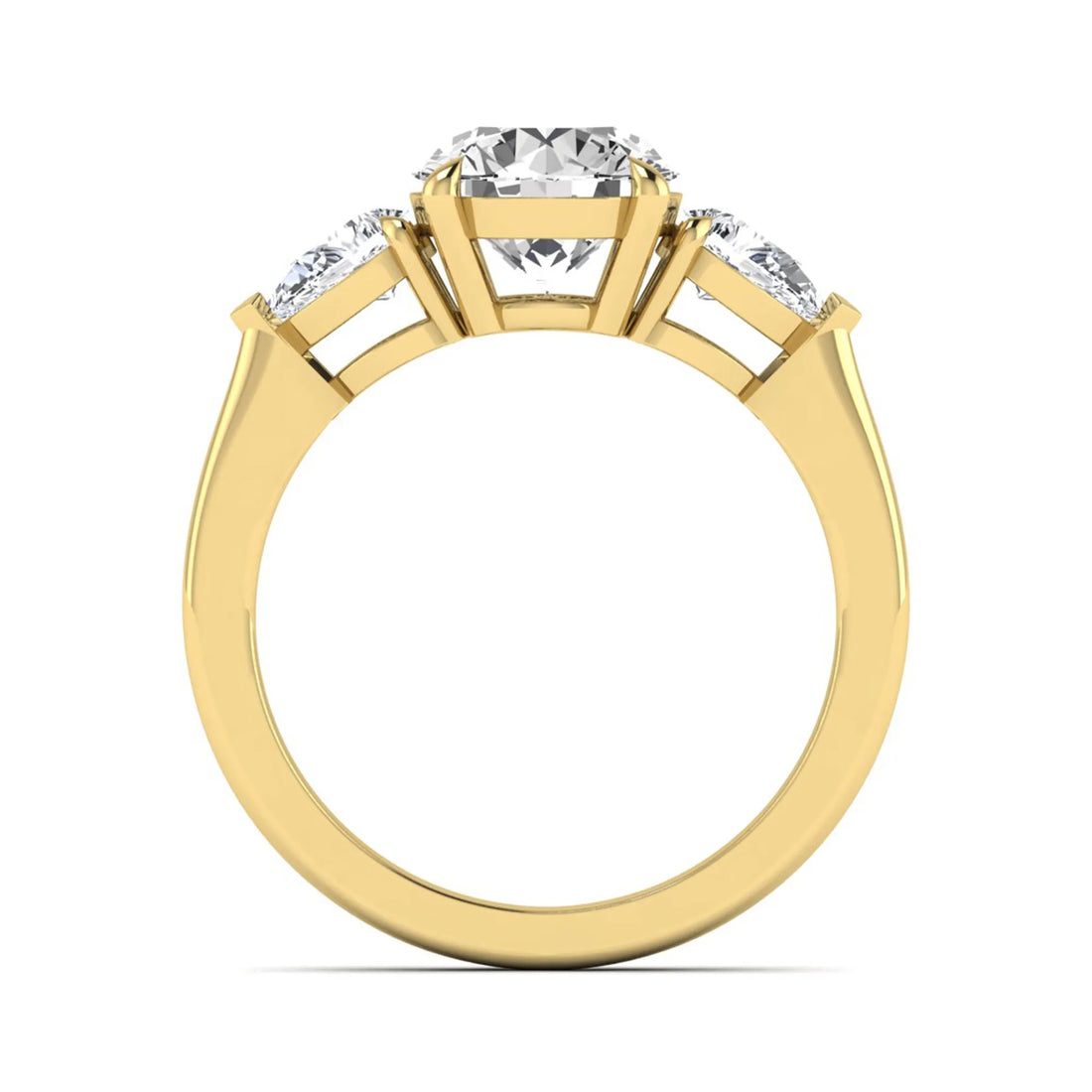 OctaPearl 2 ct Round Three Stone Prong Set Lab Grown Diamond Engagement Ring