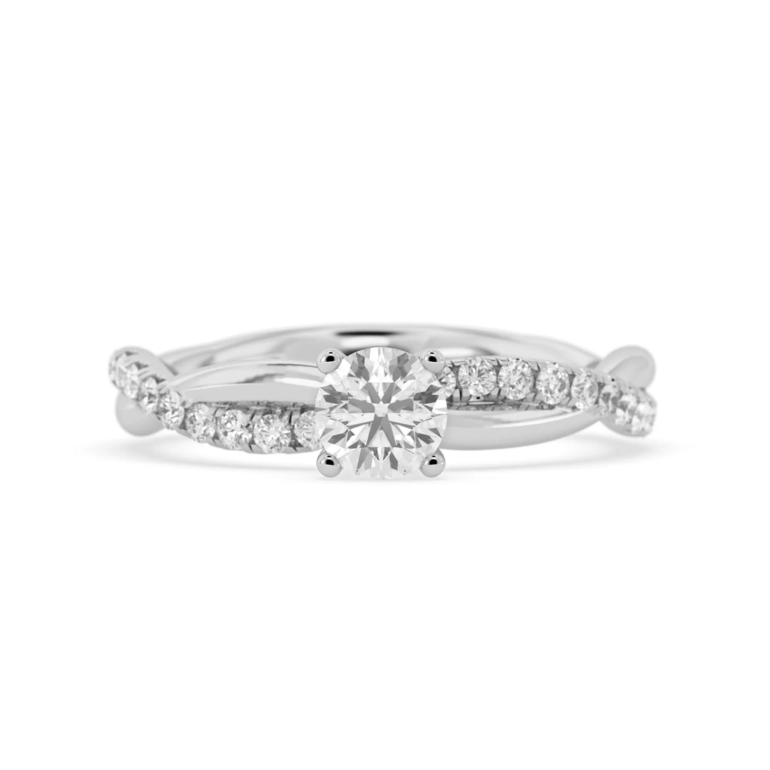 OctaPearl Round Cut Lab Grown Diamond Twisted Pave Engagement Ring
