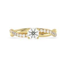 OctaPearl Round Cut Lab Grown Diamond Twisted Pave Engagement Ring