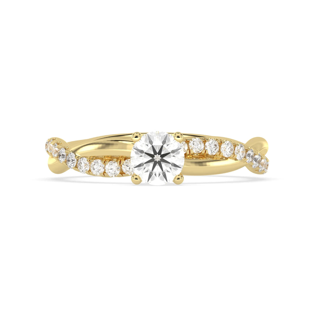 OctaPearl Round Cut Lab Grown Diamond Twisted Pave Engagement Ring