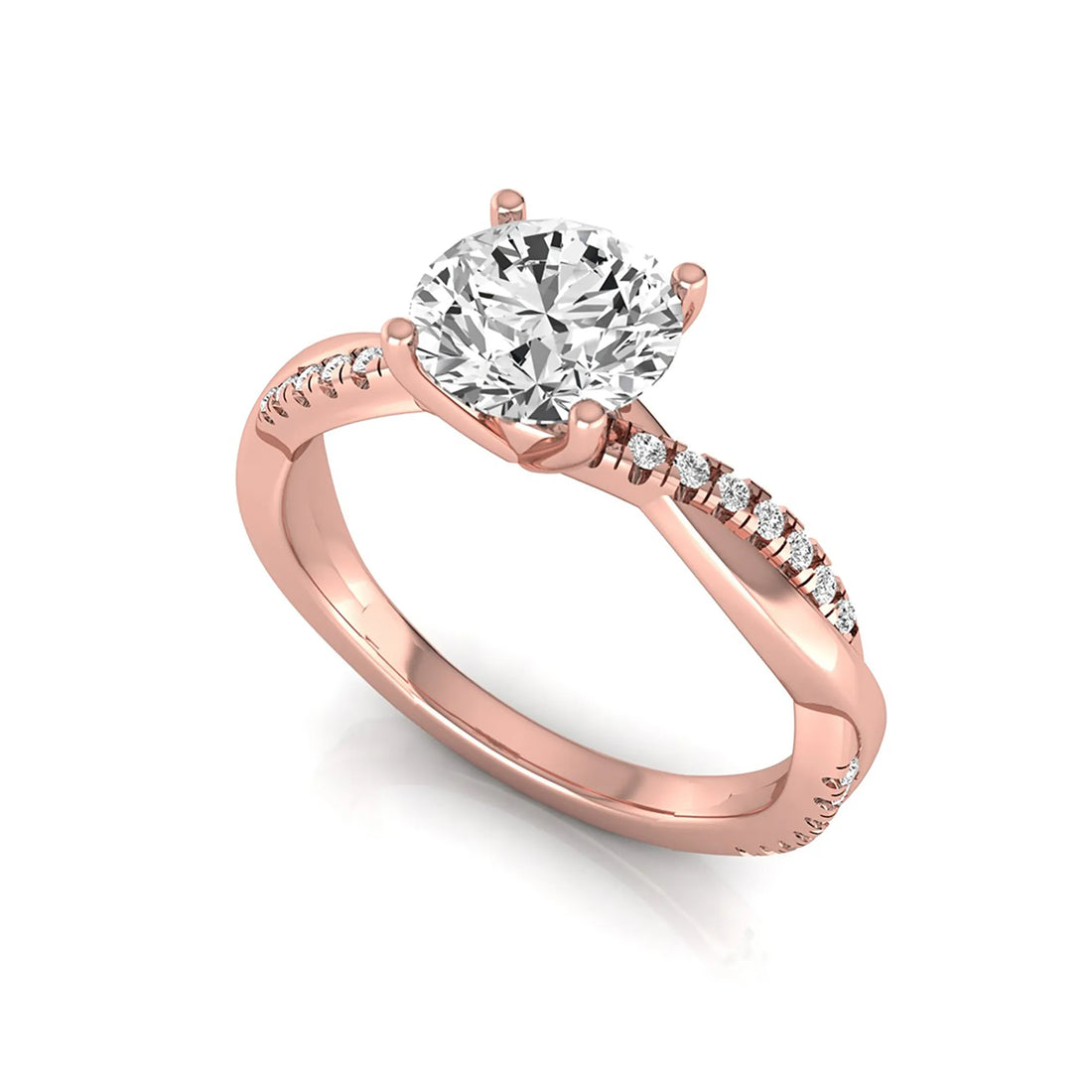 OctaPearl 1 ct Round Twisted Shank Lab Grown Diamond Engagement Ring