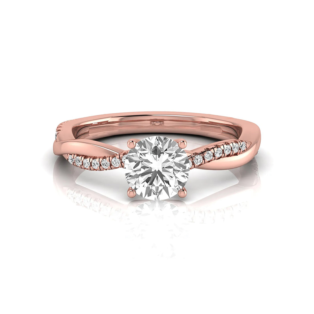 OctaPearl 1 ct Round Twisted Shank Lab Grown Diamond Engagement Ring