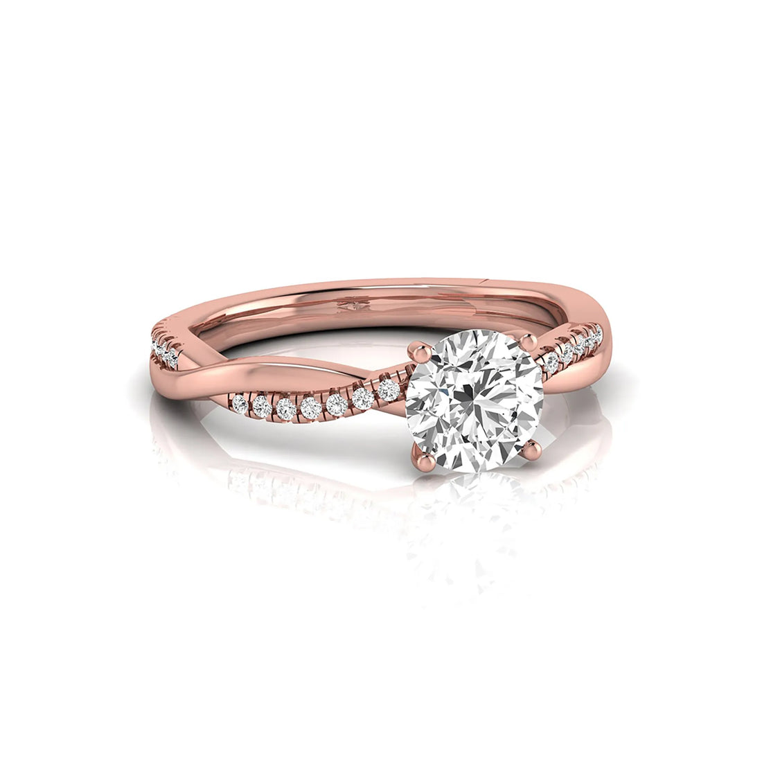 OctaPearl 1 ct Round Twisted Shank Lab Grown Diamond Engagement Ring