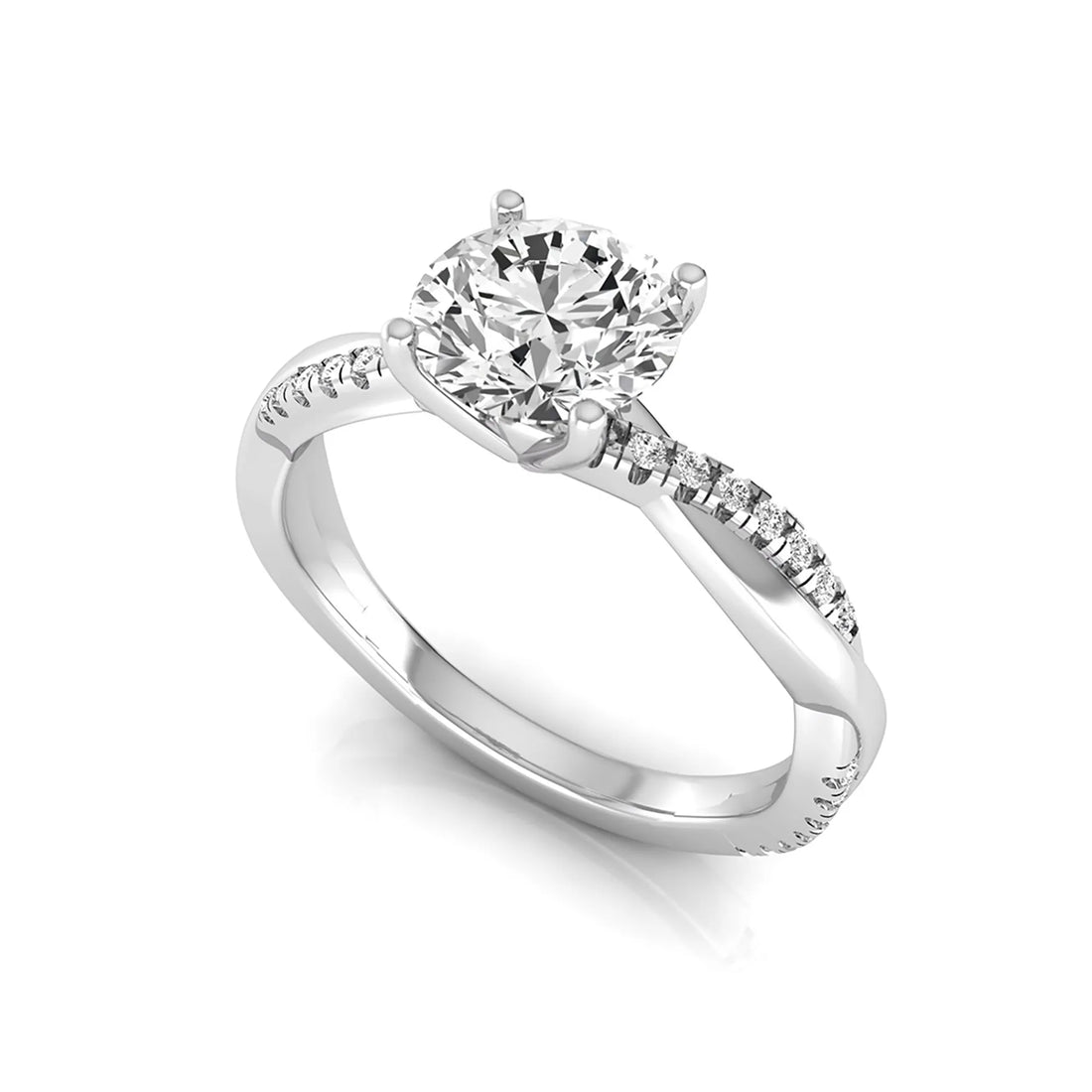 OctaPearl 1 ct Round Twisted Shank Lab Grown Diamond Engagement Ring
