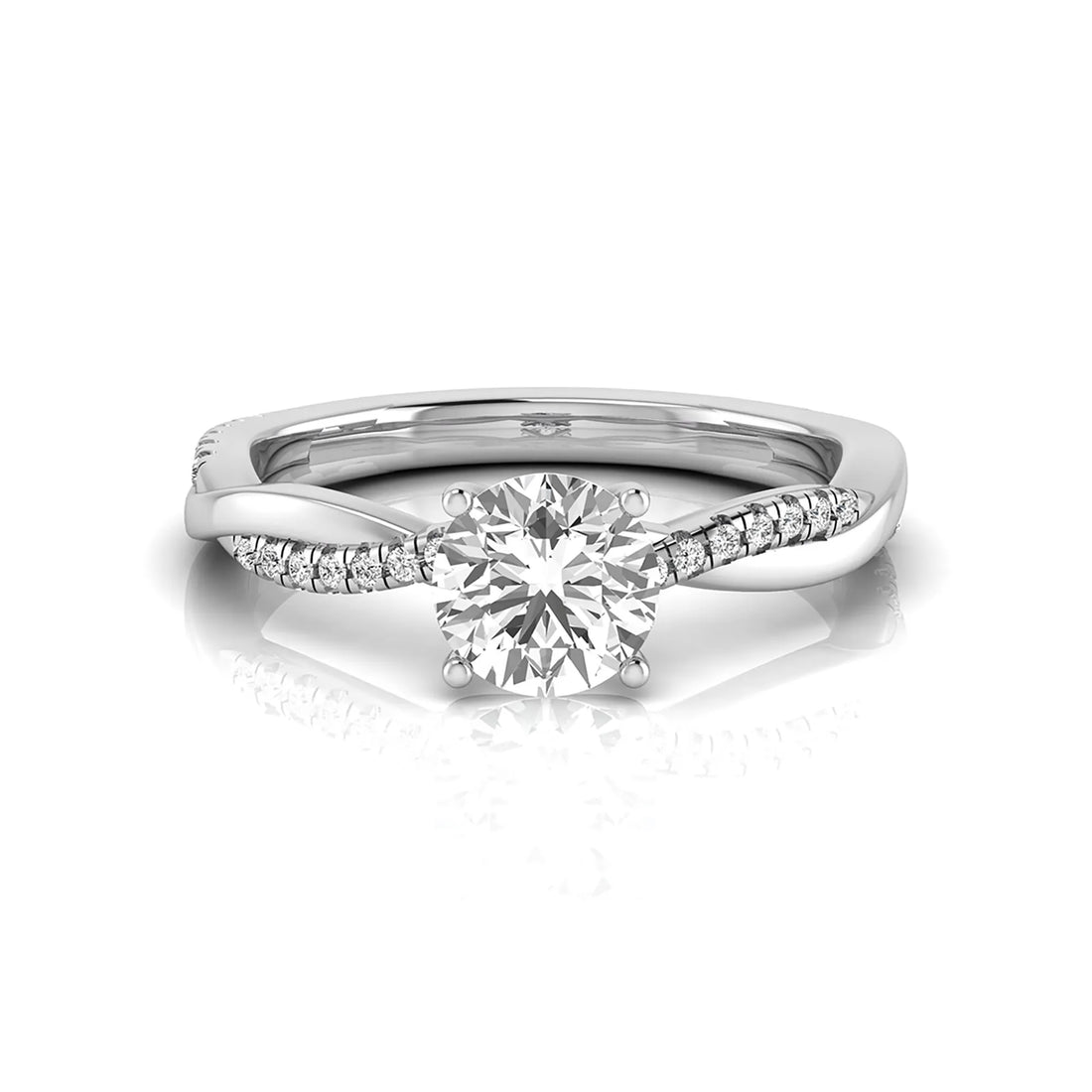OctaPearl 1 ct Round Twisted Shank Lab Grown Diamond Engagement Ring