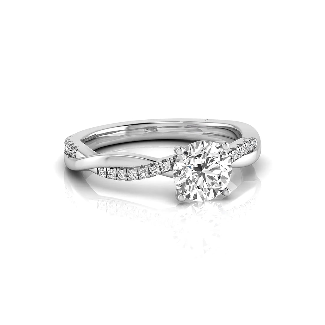 OctaPearl 1 ct Round Twisted Shank Lab Grown Diamond Engagement Ring