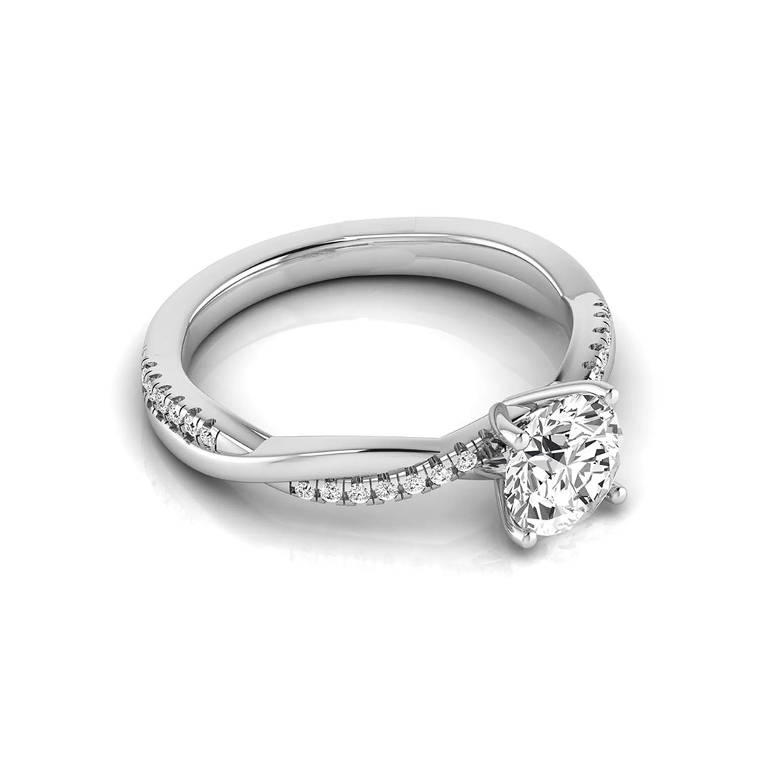 OctaPearl 1 ct Round Twisted Shank Lab Grown Diamond Engagement Ring