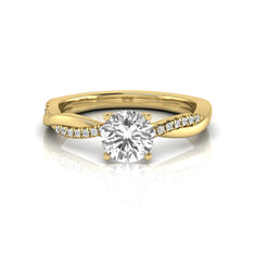 OctaPearl 1 ct Round Twisted Shank Lab Grown Diamond Engagement Ring
