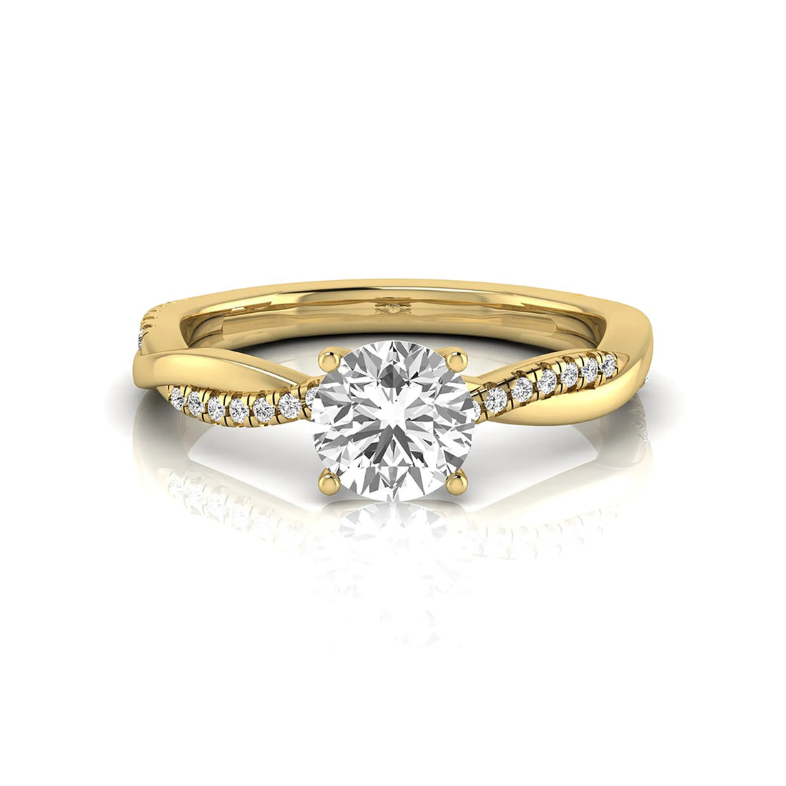 OctaPearl 1 ct Round Twisted Shank Lab Grown Diamond Engagement Ring