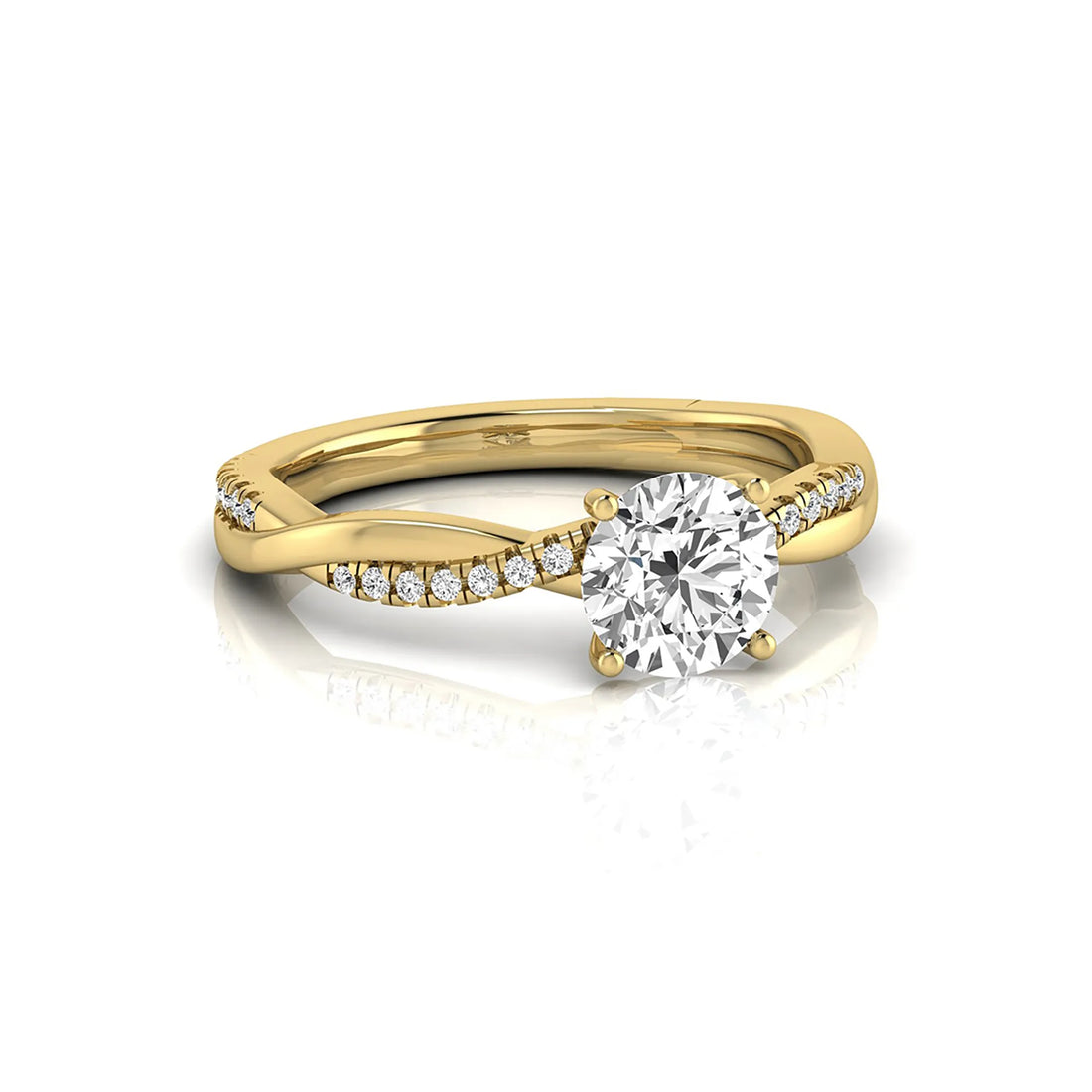 OctaPearl 1 ct Round Twisted Shank Lab Grown Diamond Engagement Ring