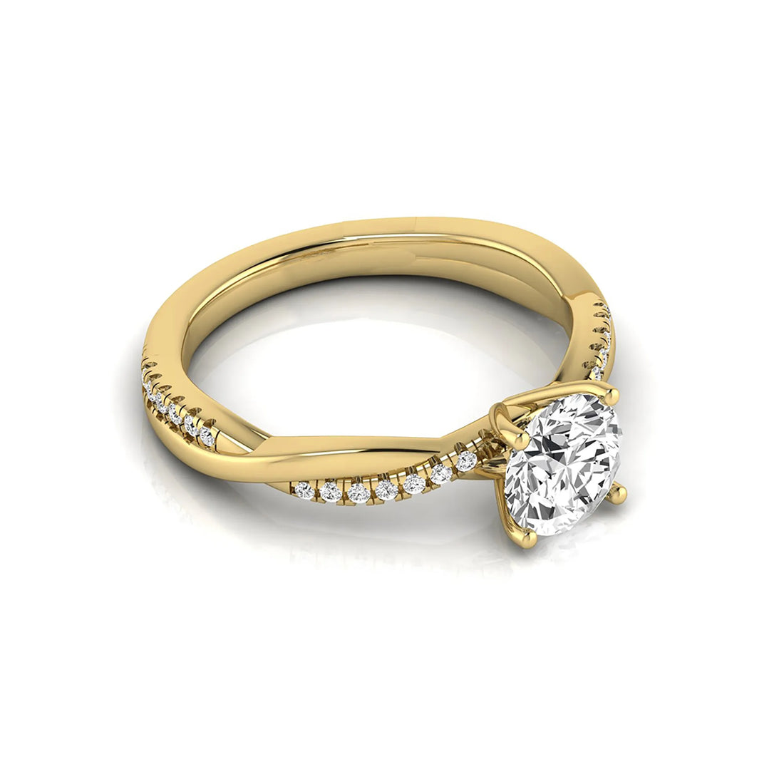 OctaPearl 1 ct Round Twisted Shank Lab Grown Diamond Engagement Ring