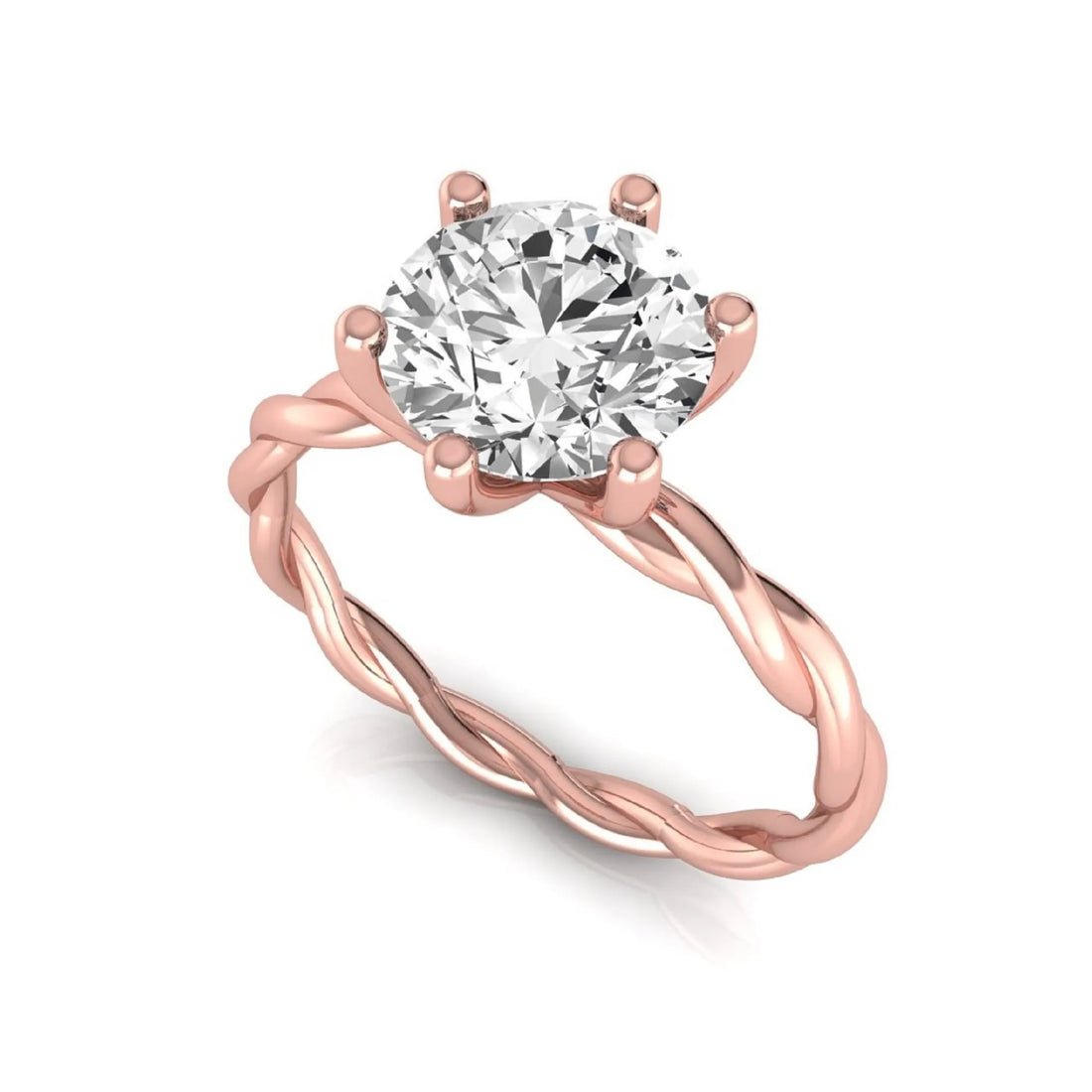 OctaPearl 1.5 ct Round Twisted Solitaire Lab Grown Diamond Engagement Ring