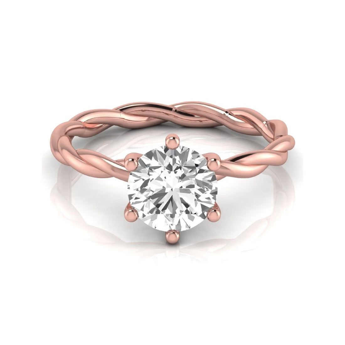 OctaPearl 1.5 ct Round Twisted Solitaire Lab Grown Diamond Engagement Ring