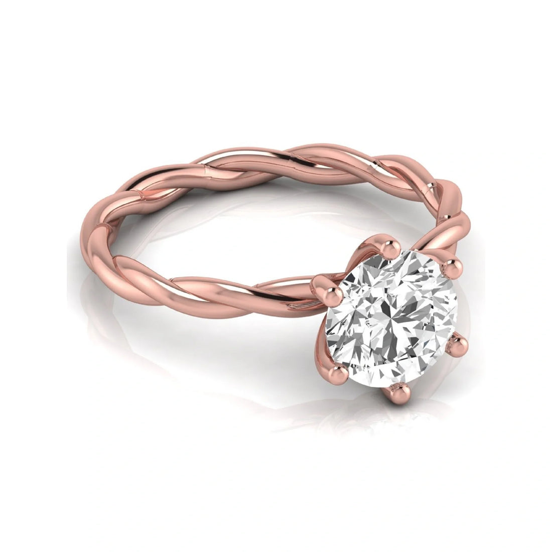 OctaPearl 1.5 ct Round Twisted Solitaire Lab Grown Diamond Engagement Ring