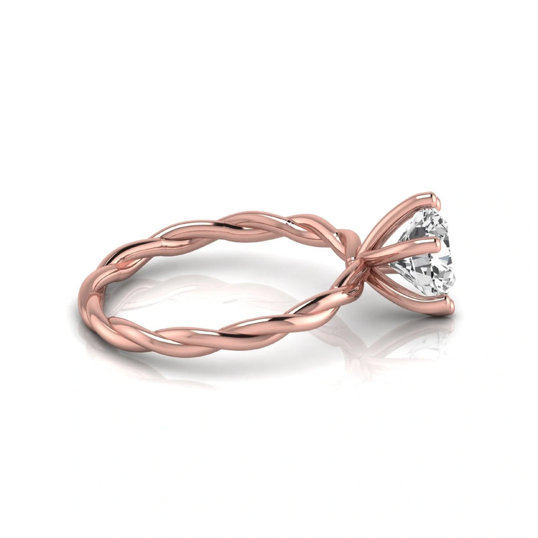 OctaPearl 1.5 ct Round Twisted Solitaire Lab Grown Diamond Engagement Ring