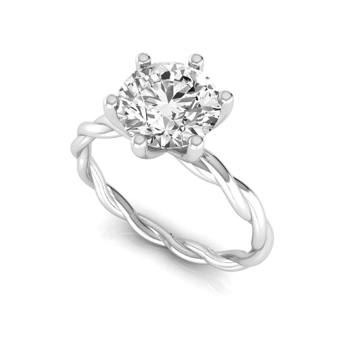OctaPearl 1.5 ct Round Twisted Solitaire Lab Grown Diamond Engagement Ring