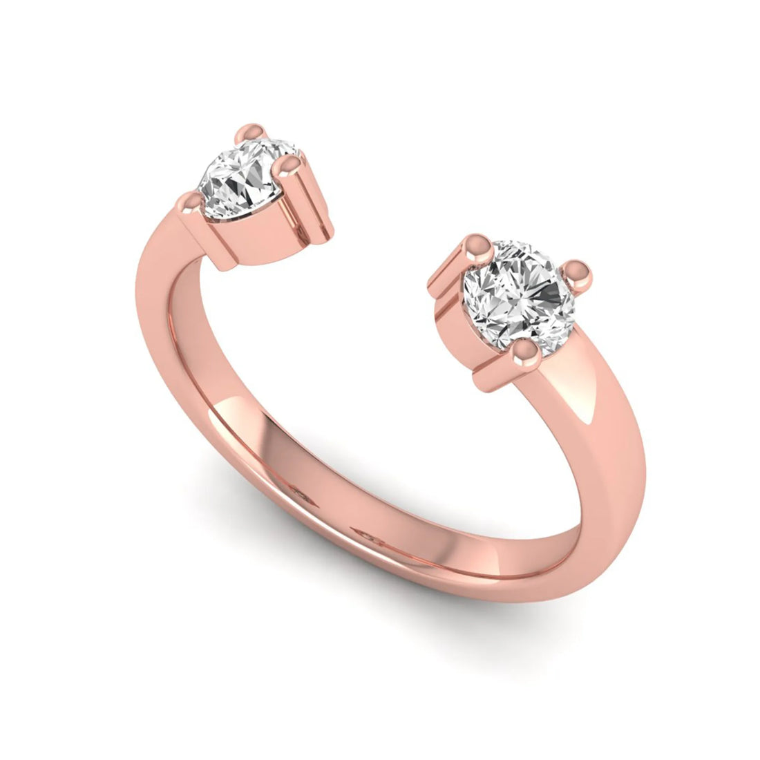 OctaPearl Two Stone Minimalist Lab Grown Diamond Open Gap Engagement Ring