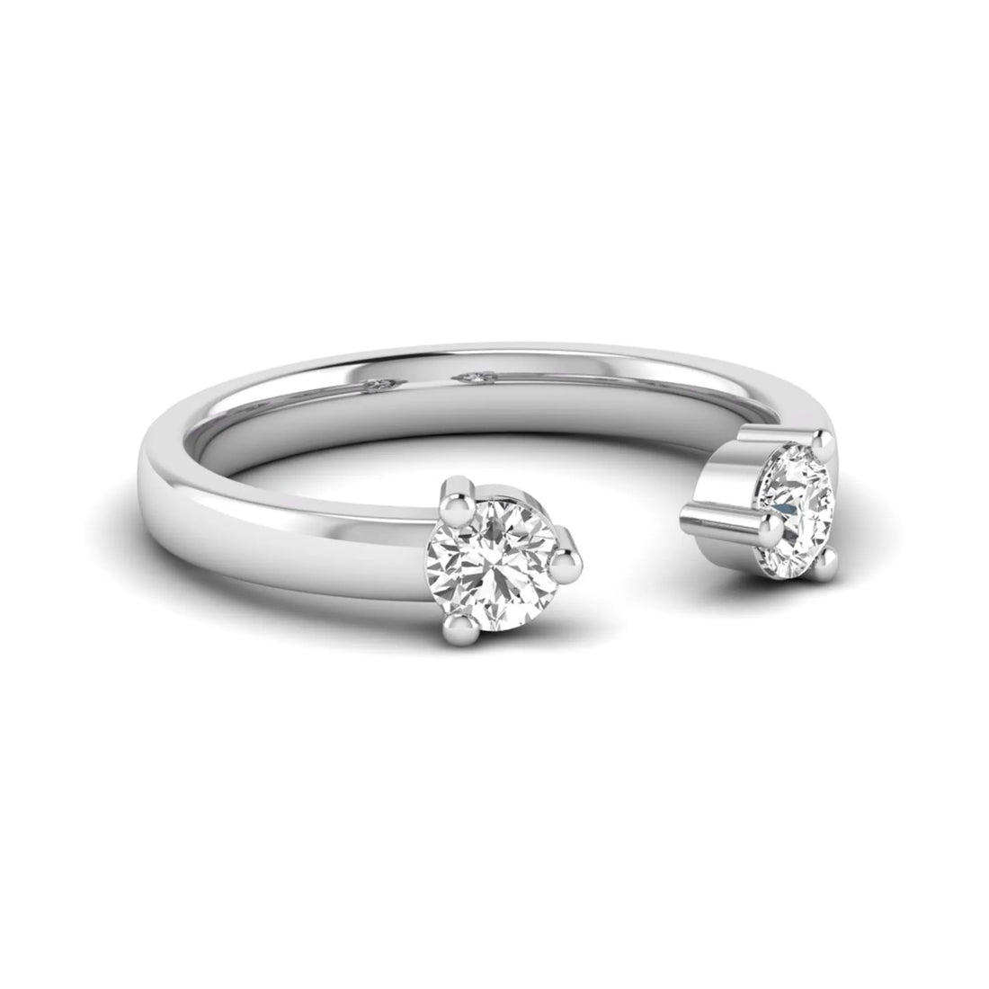 OctaPearl Two Stone Minimalist Lab Grown Diamond Open Gap Engagement Ring