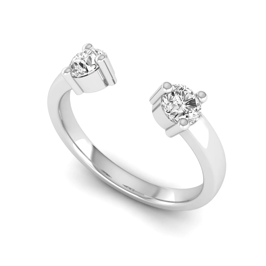 OctaPearl Two Stone Minimalist Lab Grown Diamond Open Gap Engagement Ring