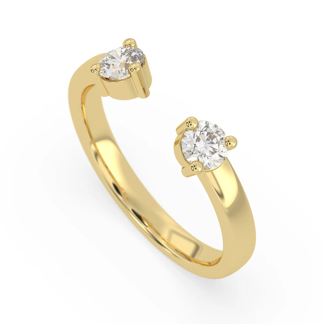 OctaPearl Two Stone Minimalist Lab Grown Diamond Open Gap Engagement Ring
