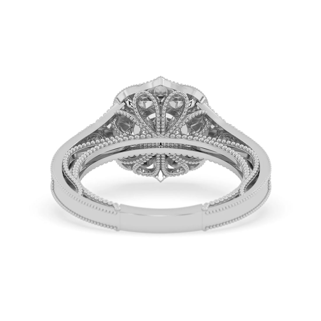OctaPearl 1.00 ct Round Vintage Halo Lab Grown Diamond Pave Engagement Ring