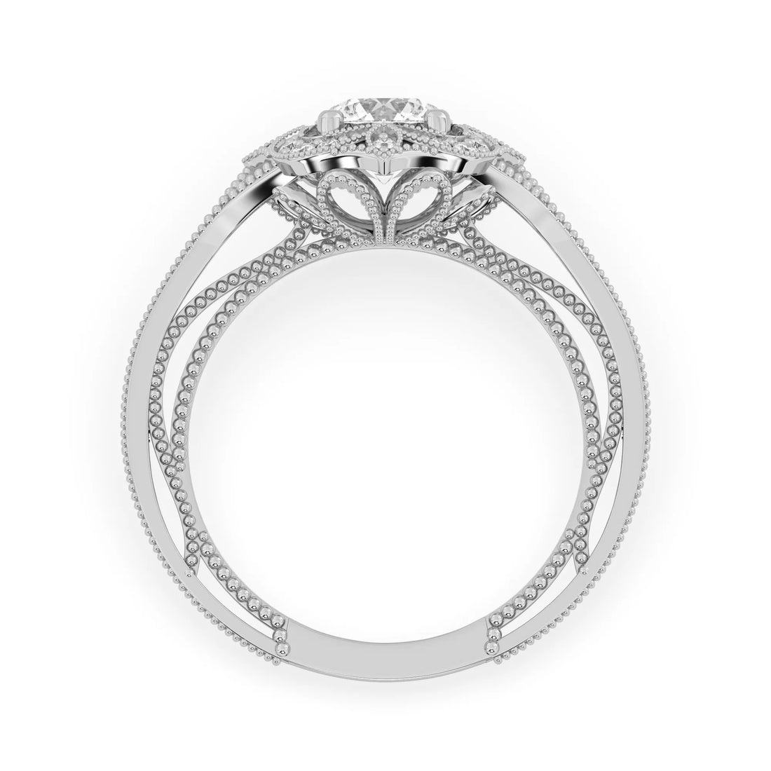 OctaPearl 1.00 ct Round Vintage Halo Lab Grown Diamond Pave Engagement Ring