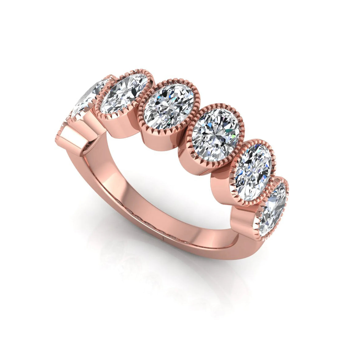 OctaPearl Seven Stone Oval Cut Lab Grown Diamond Band Ring