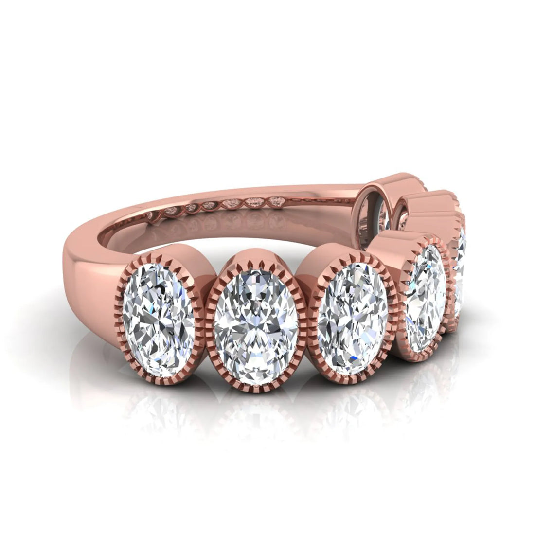 OctaPearl Seven Stone Oval Cut Lab Grown Diamond Band Ring