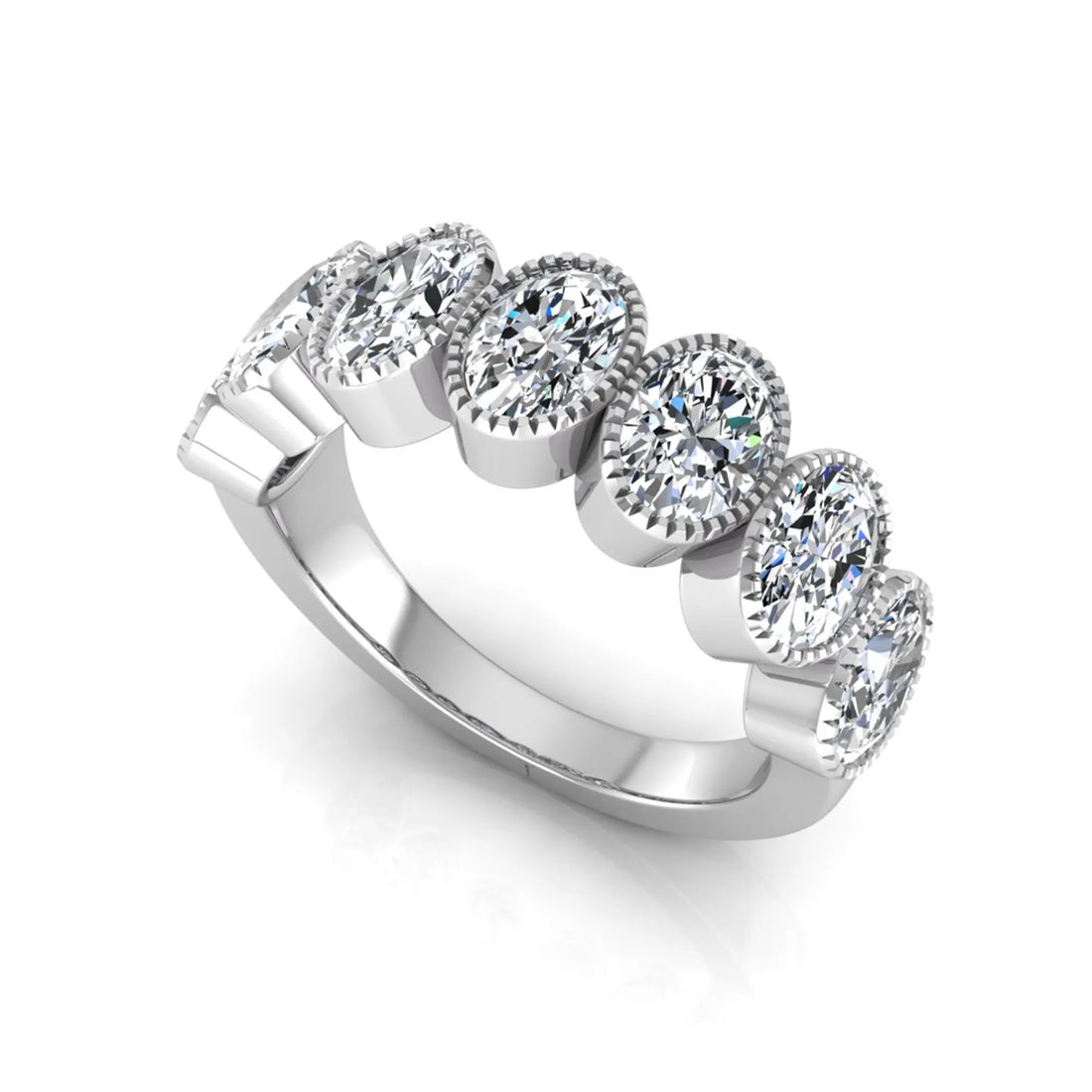 OctaPearl Seven Stone Oval Cut Lab Grown Diamond Band Ring
