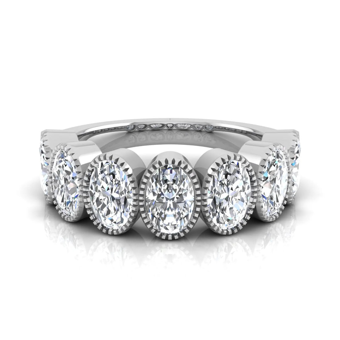 OctaPearl Seven Stone Oval Cut Lab Grown Diamond Band Ring