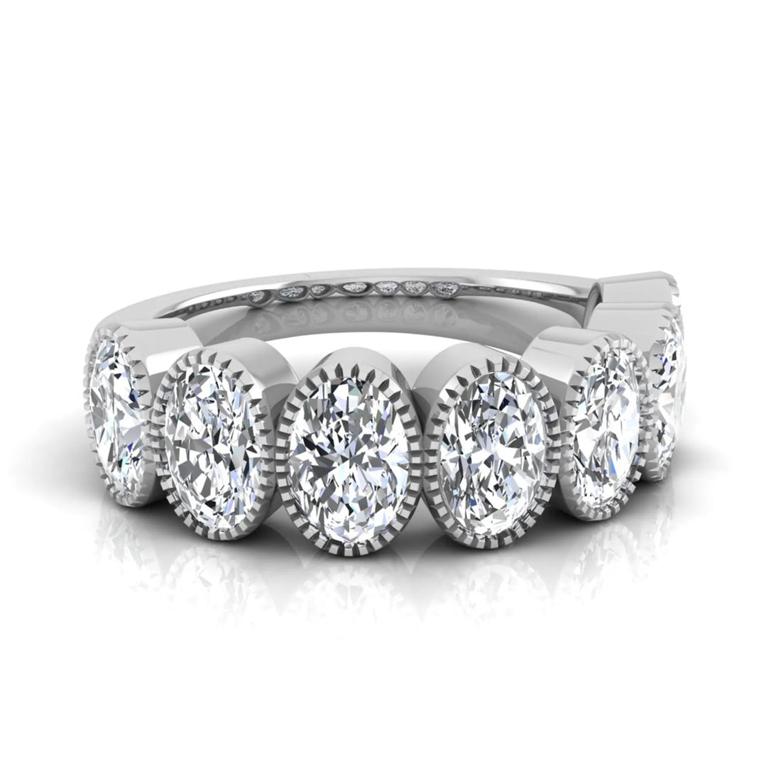 OctaPearl Seven Stone Oval Cut Lab Grown Diamond Band Ring