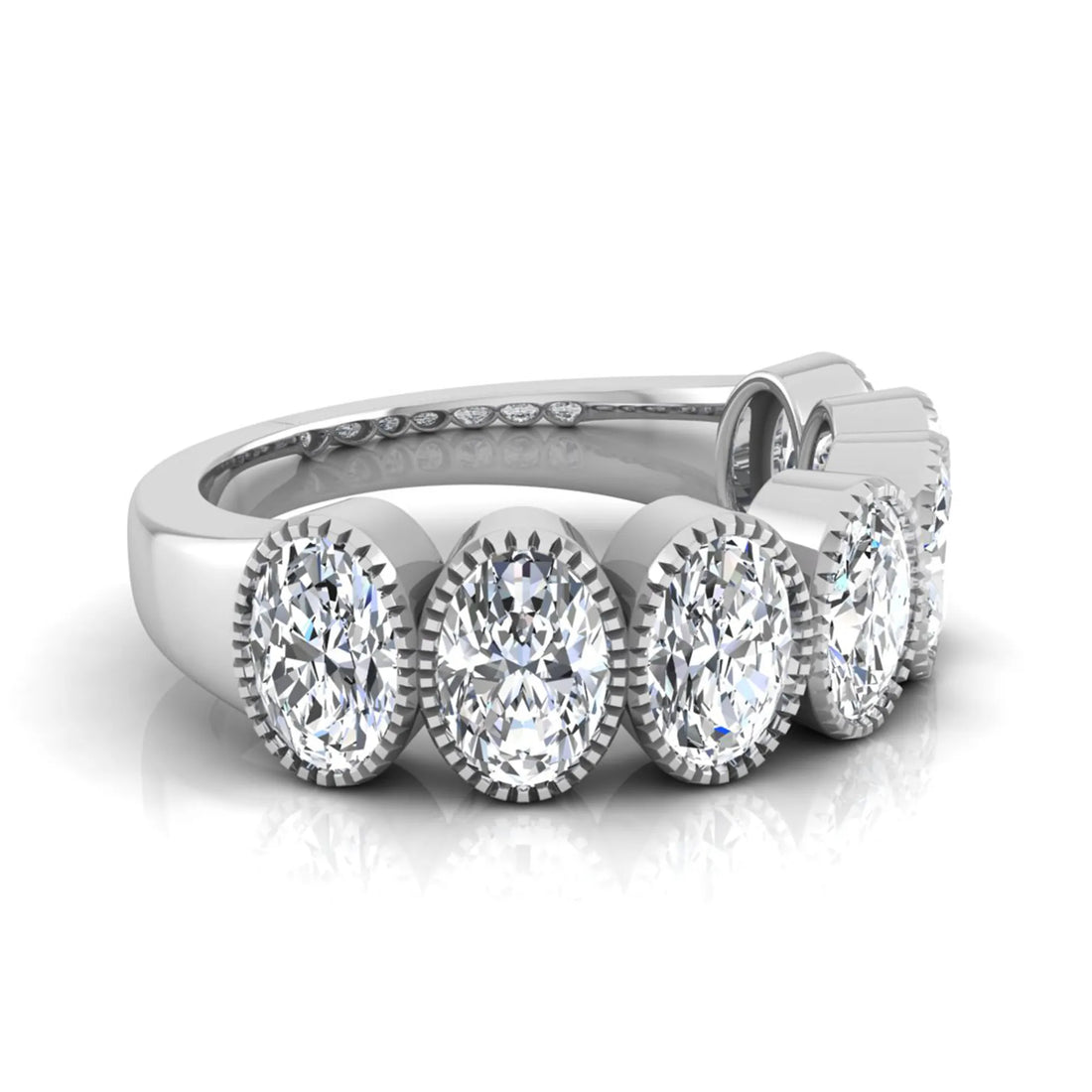 OctaPearl Seven Stone Oval Cut Lab Grown Diamond Band Ring